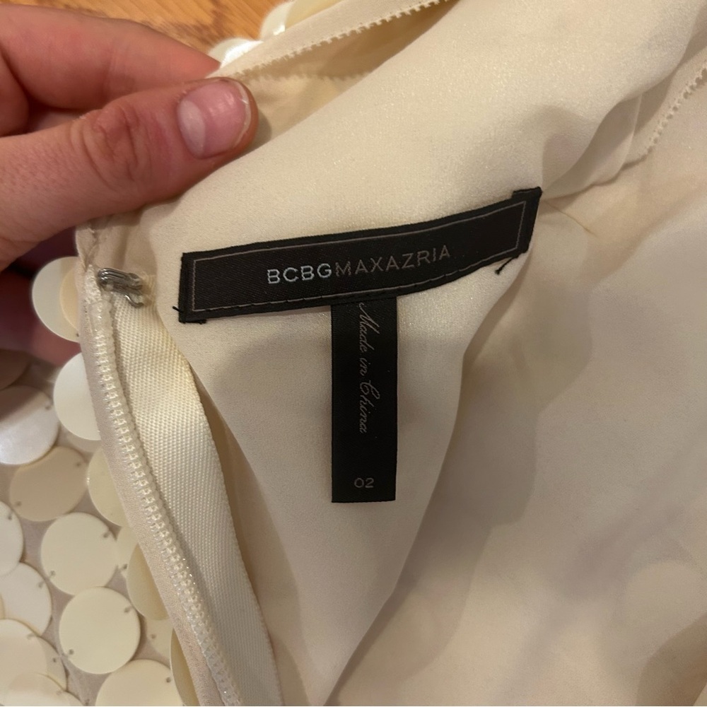 BCBGMaxAzria size 2 womens Sequin Sleeveless Dress cream white luxury - Picture 8 of 8